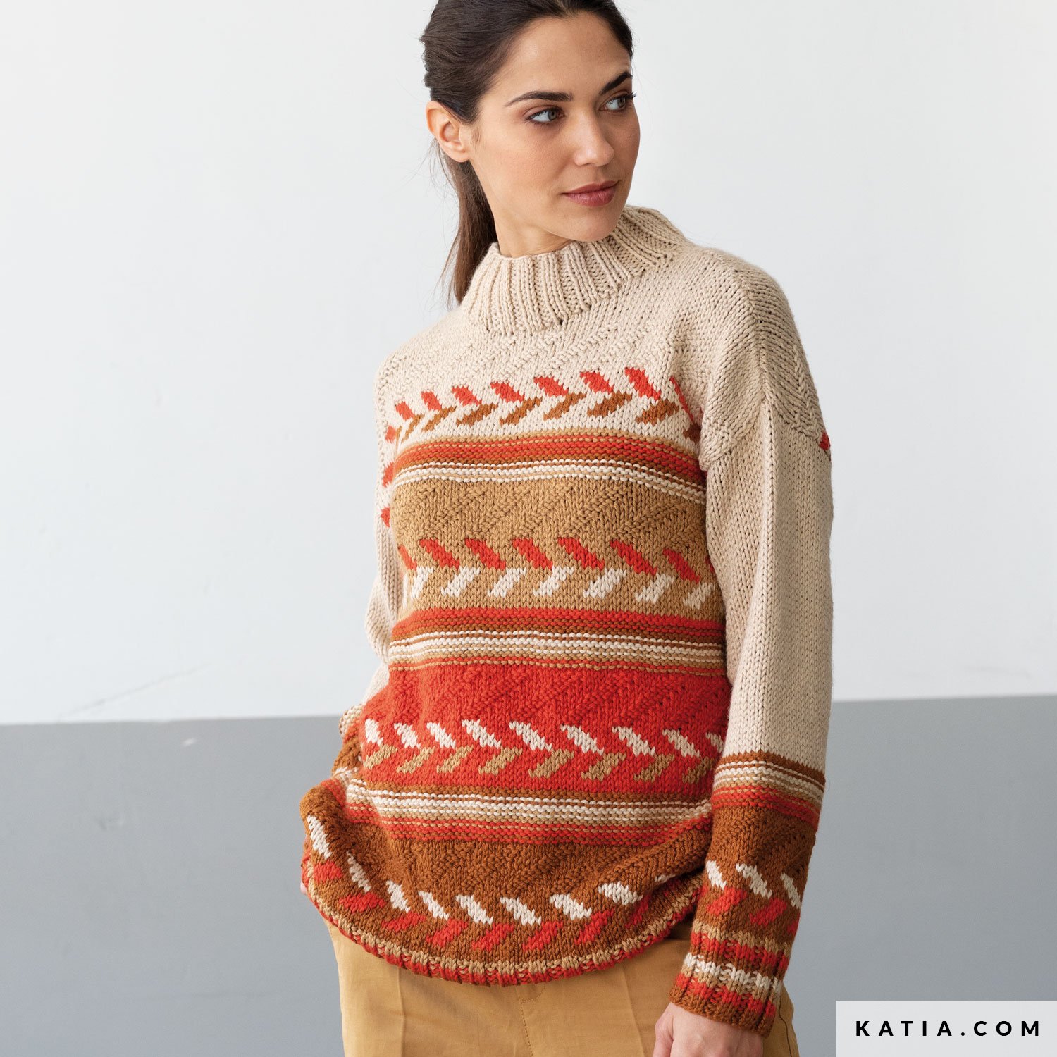 wzor dzianina szydelko kobieta sweter jesien zima katia 8030 406 01 g