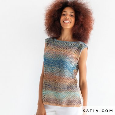 patron tejer punto ganchillo mujer top primavera verano katia 8031 490 p
