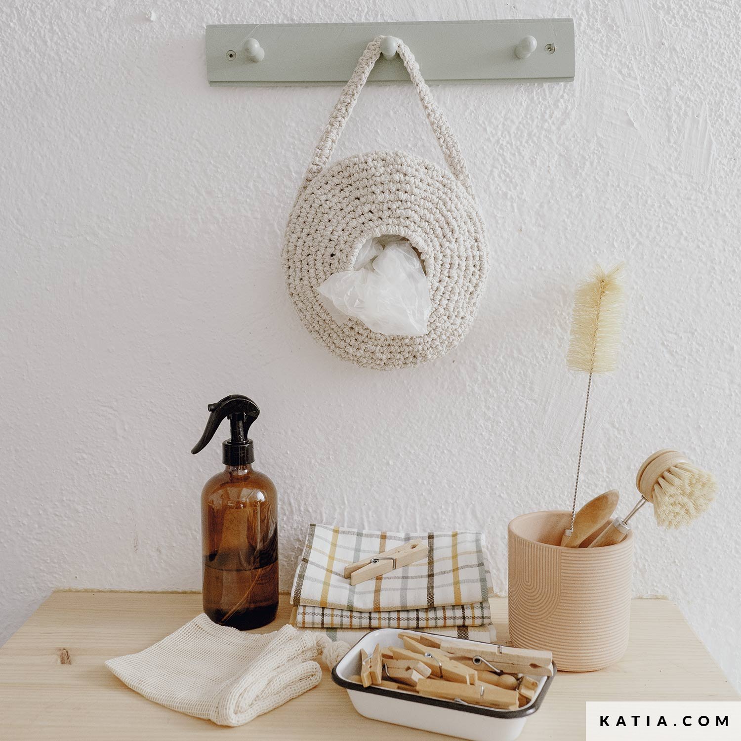 pattern knit crochet home bag holder spring summer katia 8037 484 g