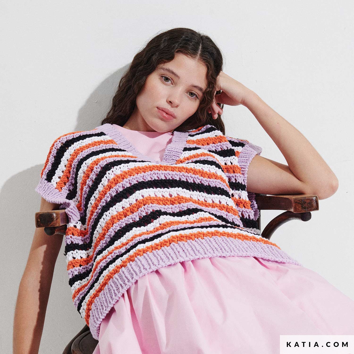 pattern knit crochet woman top spring summer katia 8041 438 01 g