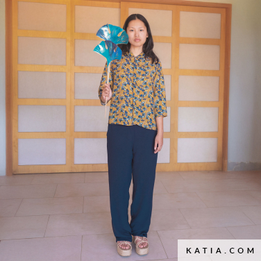 womens straight leg pants with elastic waistband pdf pattern w45a 2425 katia p