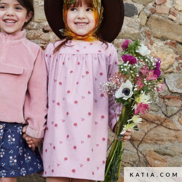 abito basico a maniche lunghe con gonna arricciata 18d 5516 katia p