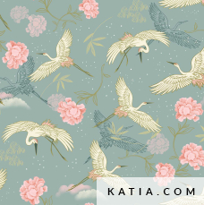 tessuto popeline stampato jade heron sakura 2001 223 katia p