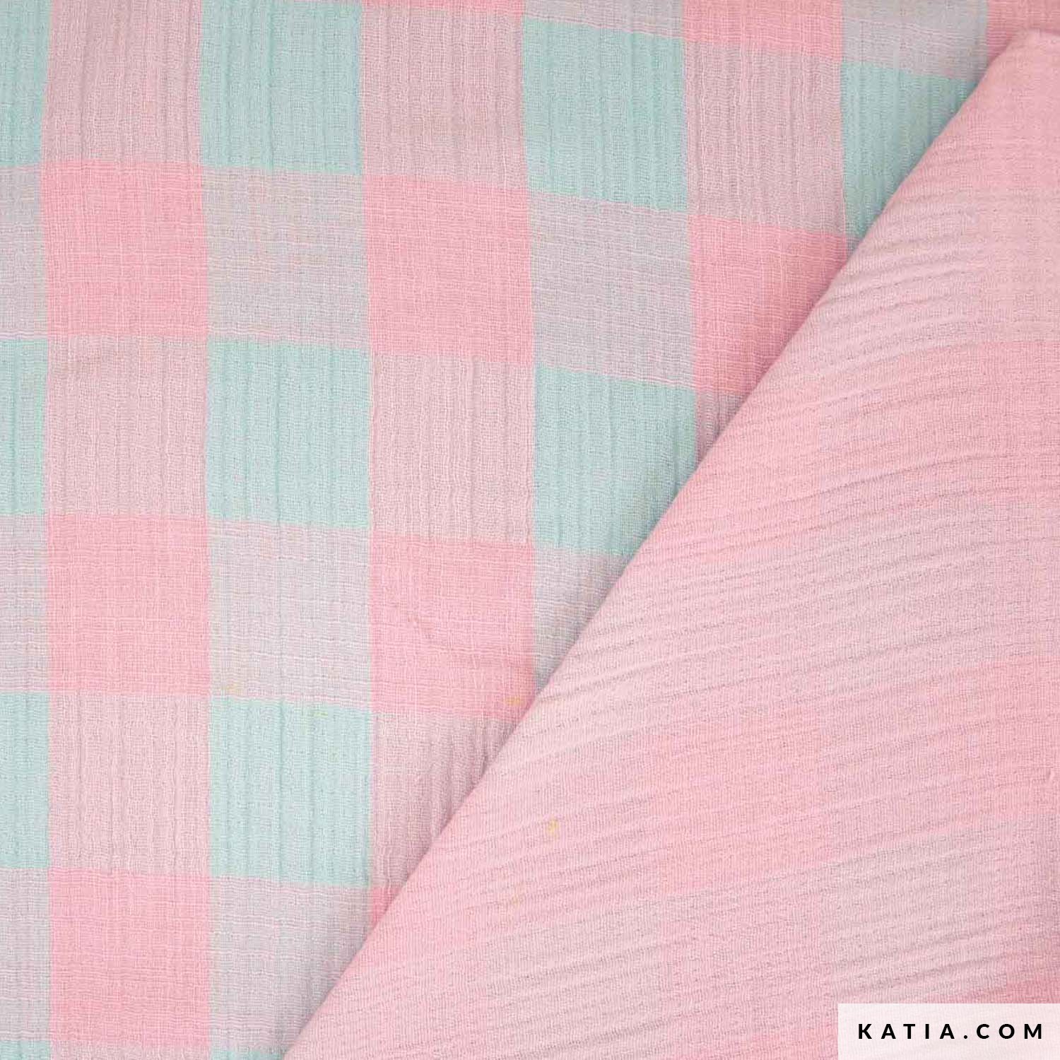 double layer summer mousseline vichy lilac lime fabric 2088 8 katia fhd