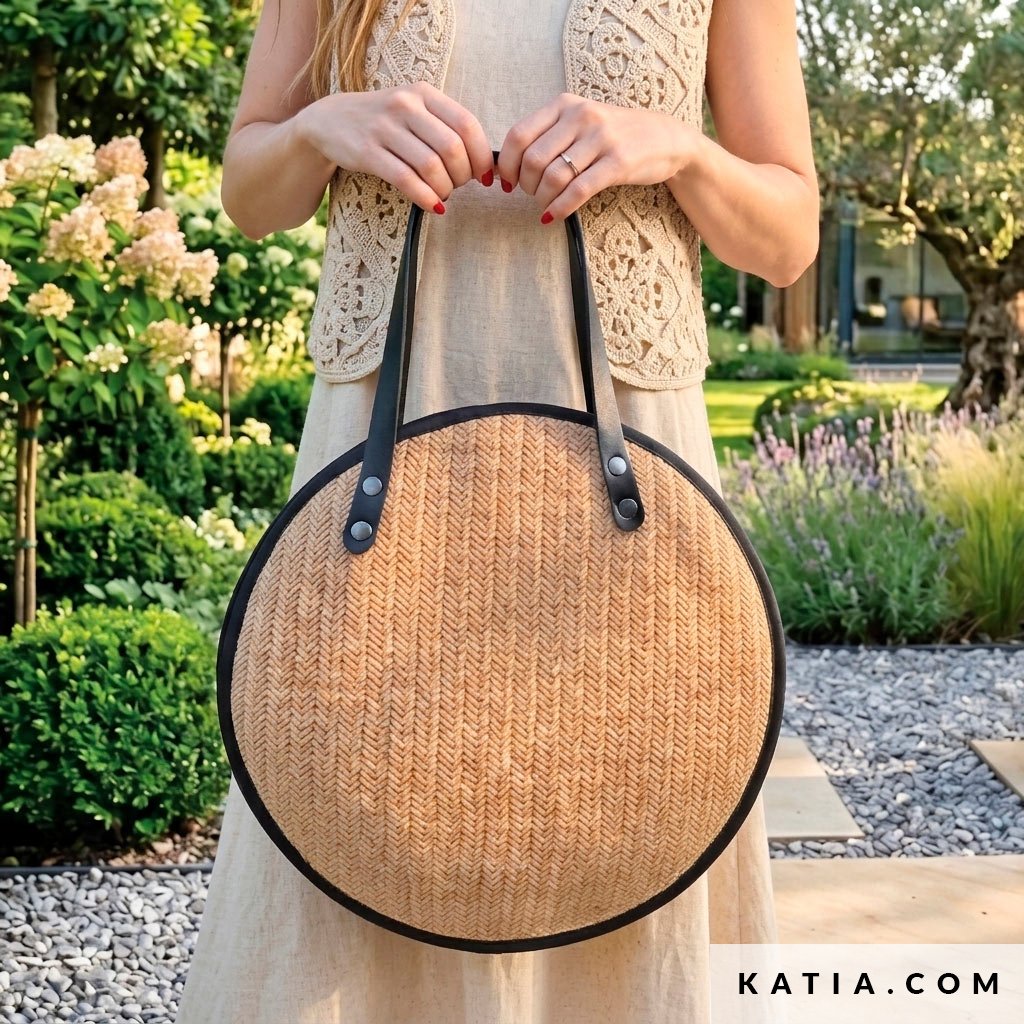 Round raffia bag sewing kit with Killa pattern