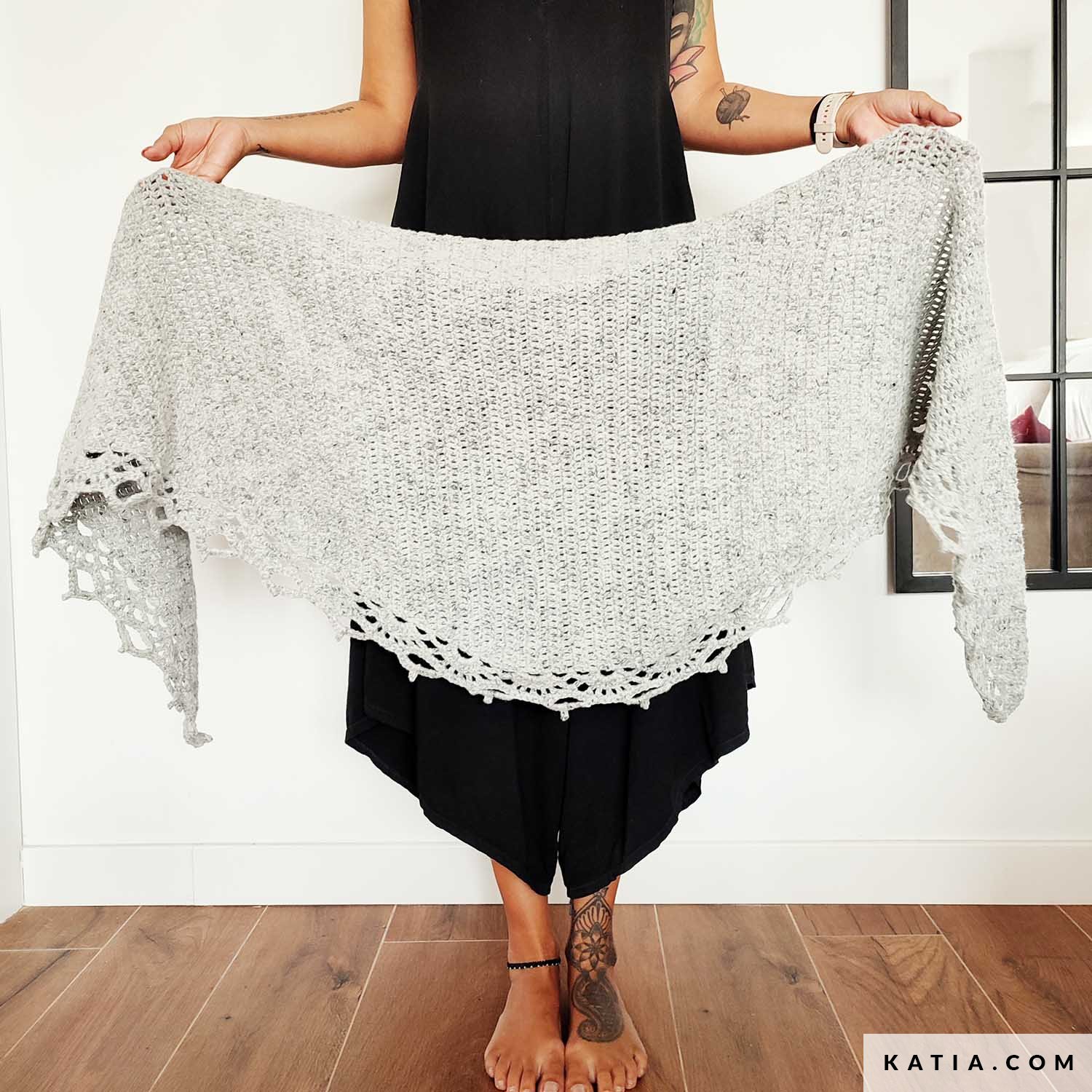 Caterina Shawl kit @knittingtheskyline Cotton-Merino Tweed O/S