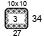 Square of 10 x 10 cm.  Indicates the number of stitches and rows to calculate the dimensions of a piece in cm.