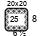 Cuadrado de 20 x 20. Es el número de puntos y vueltas necesarios para calcular los cms. de una prenda