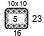 Vierkant van 10 x 10. Dit is het benodigd aantal steken en naalden voor het berekenen van de cm. van een werkstuk.