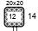 Vierkant van 20 x 20. Dit is het benodigd aantal steken en naalden voor het berekenen van de cm. van een werkstuk.