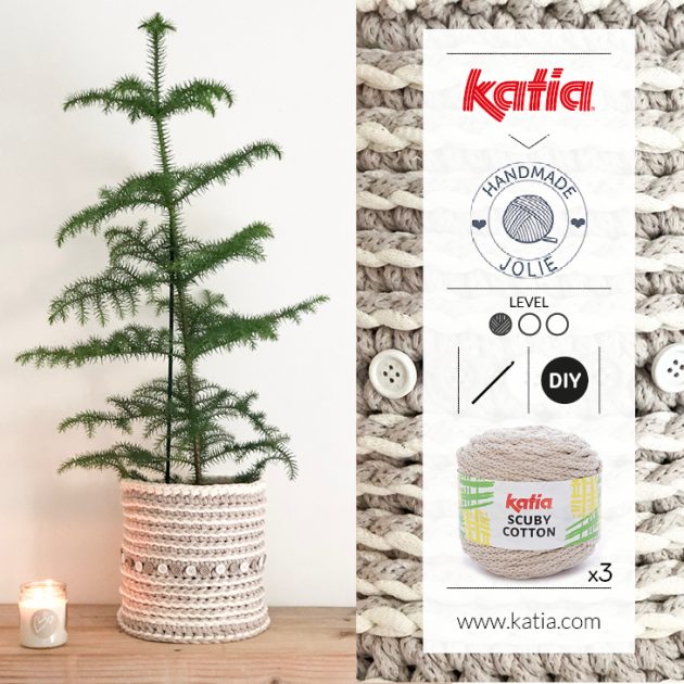 Blumentopf-häkeln-Häkelkorb-Weihnachtsbaum