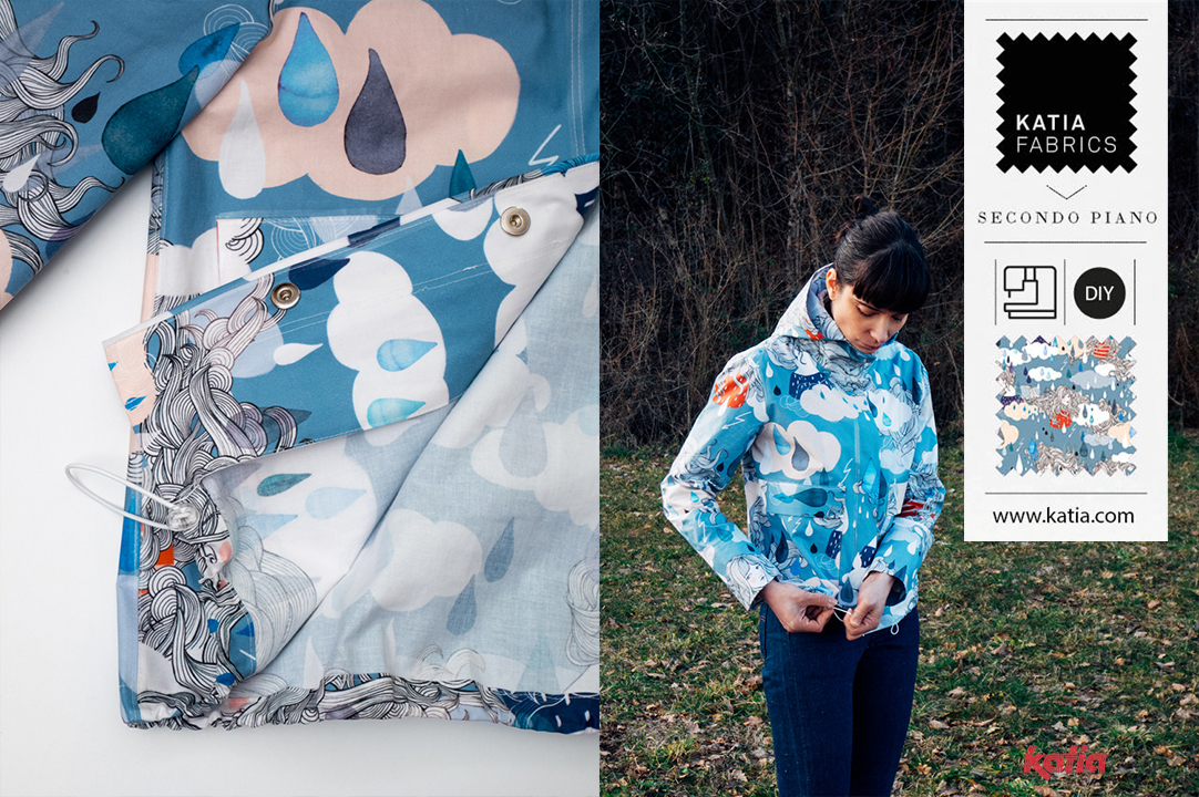 patterned rain jacket