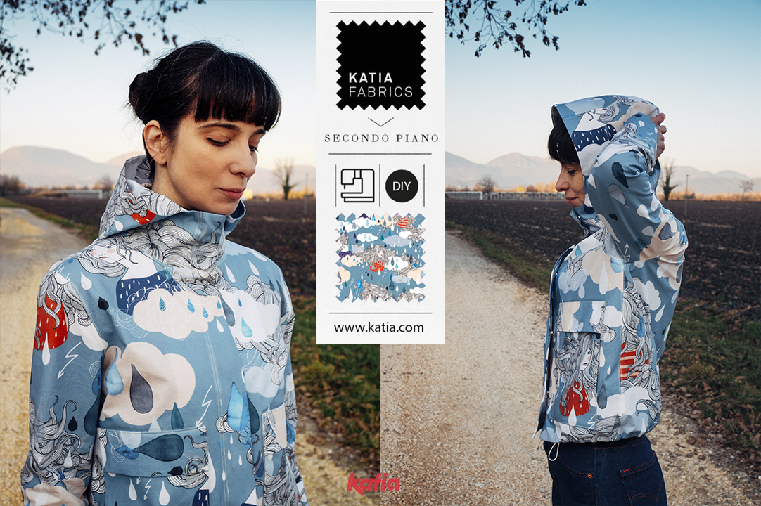 patterned rain jacket