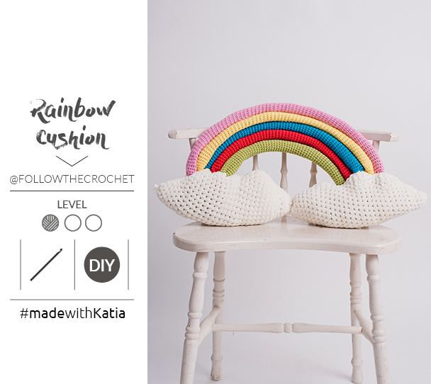 crochet Rainbow Cushion