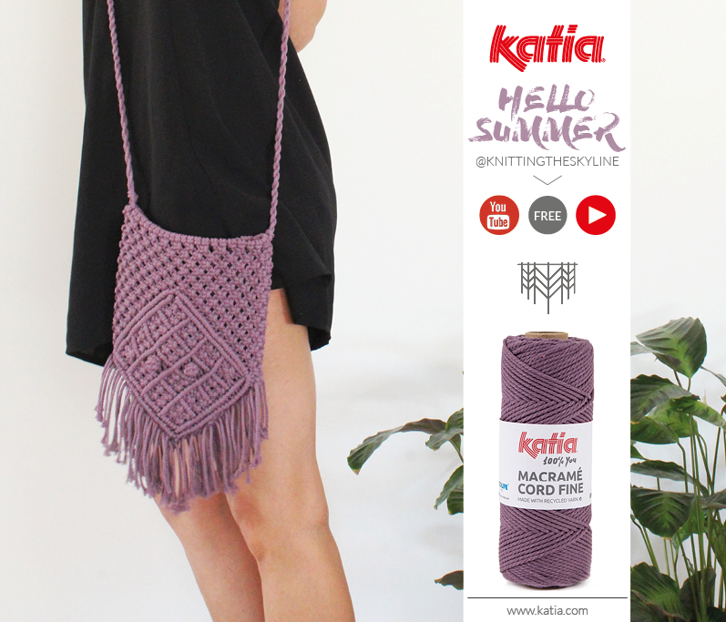Bolso de macramé fácil con 2 bobinas: clase en vídeo y patrón gratis