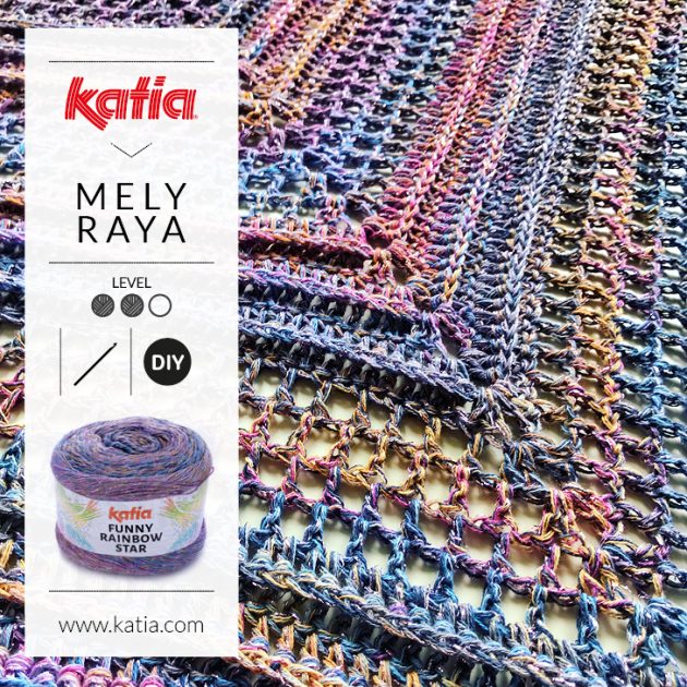 gehaakte driehoeksjaal - gehaakt met slechts 1 bol Katia Funny Rainbow Star