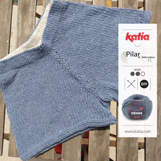 Gebreide shorts door Gebreide short met Katia Love Denim: gratis zomers breipatroon door Tejiendo la Isla met Katia Love Denim - gratis breipatroon