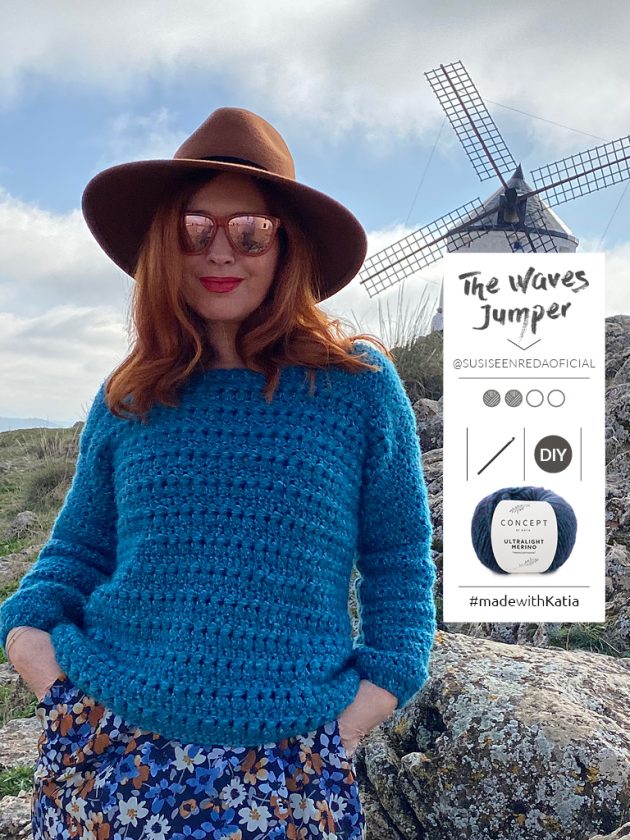 The Waves trui door Susi se enreda: gratis haakpatroon met Katia Ultralight Merino