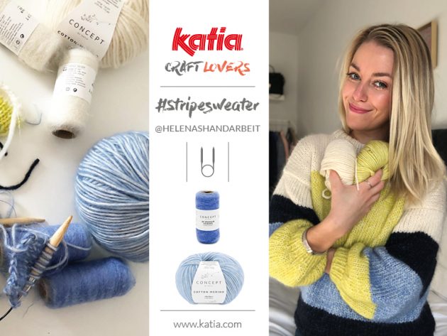 Gestreepte trui op rondbreinaalden door Helenas Handarbeit: gratis breipatroon #Stripesweater maat S-XL