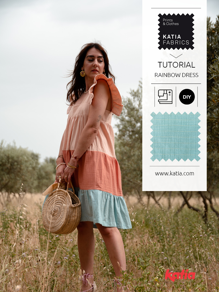 Regenboogjurk naaien met Katia Fabrics en Charlène hands