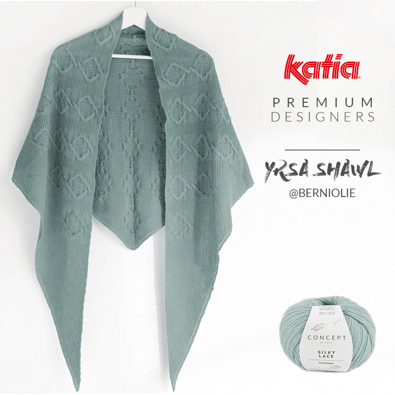 Yrsa sjaal omslagdoek met Katia Silky Lace door berniolie / Bernadette Ambergen voor Katia Premium Designers