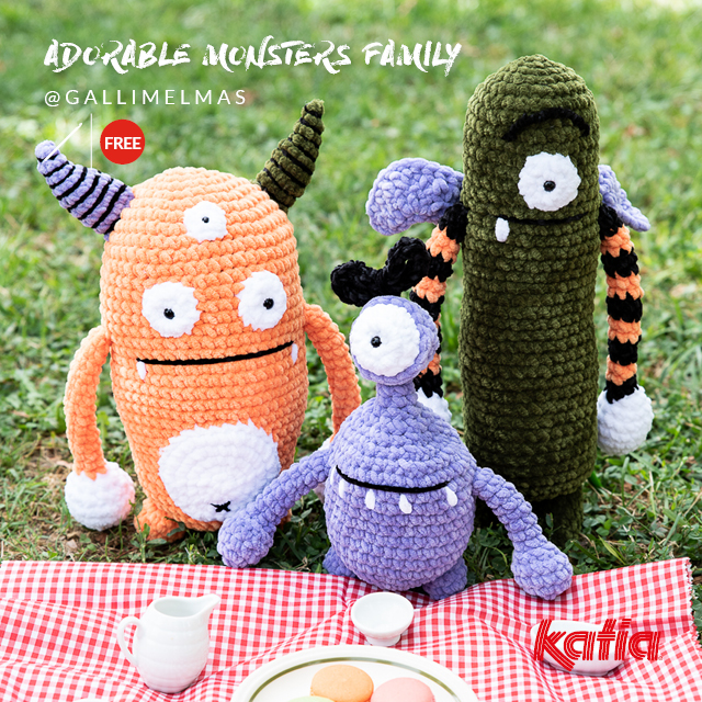 Amigurumi monsters using chenille  Free Halloween pattern