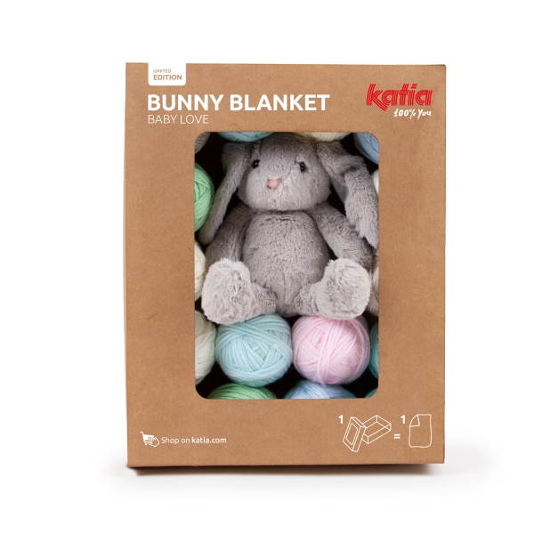 articulo doos met 16 bollen in 8 kleuren en knuffeltje bunny blanket 1293 e s1 katia n