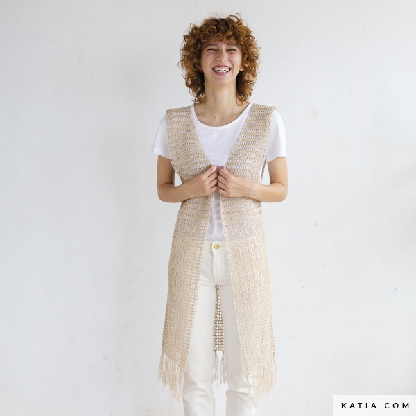 La Cala crochet boho fringe vest kit by 