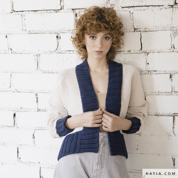 GRACE KARIN Cardigan Bicolore Tricot Léger Manches Courtes Femme - Boléro Élégant Avec Poches Pour Été