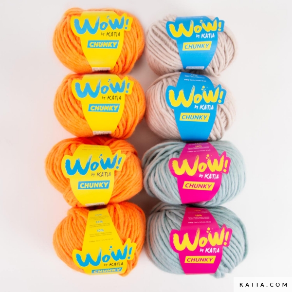 Katia Wow Chunky di Lana Gomitolo di Colore Ros Fluor Cod.65