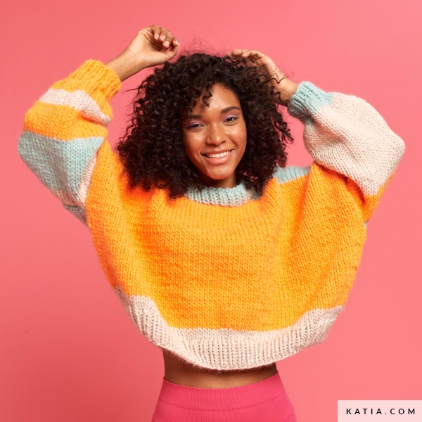 Pull-over Femme Boohoo – Taille 10 – Bloc De Couleurs Multicolore – Manches Longues – Occasion Très Bon état