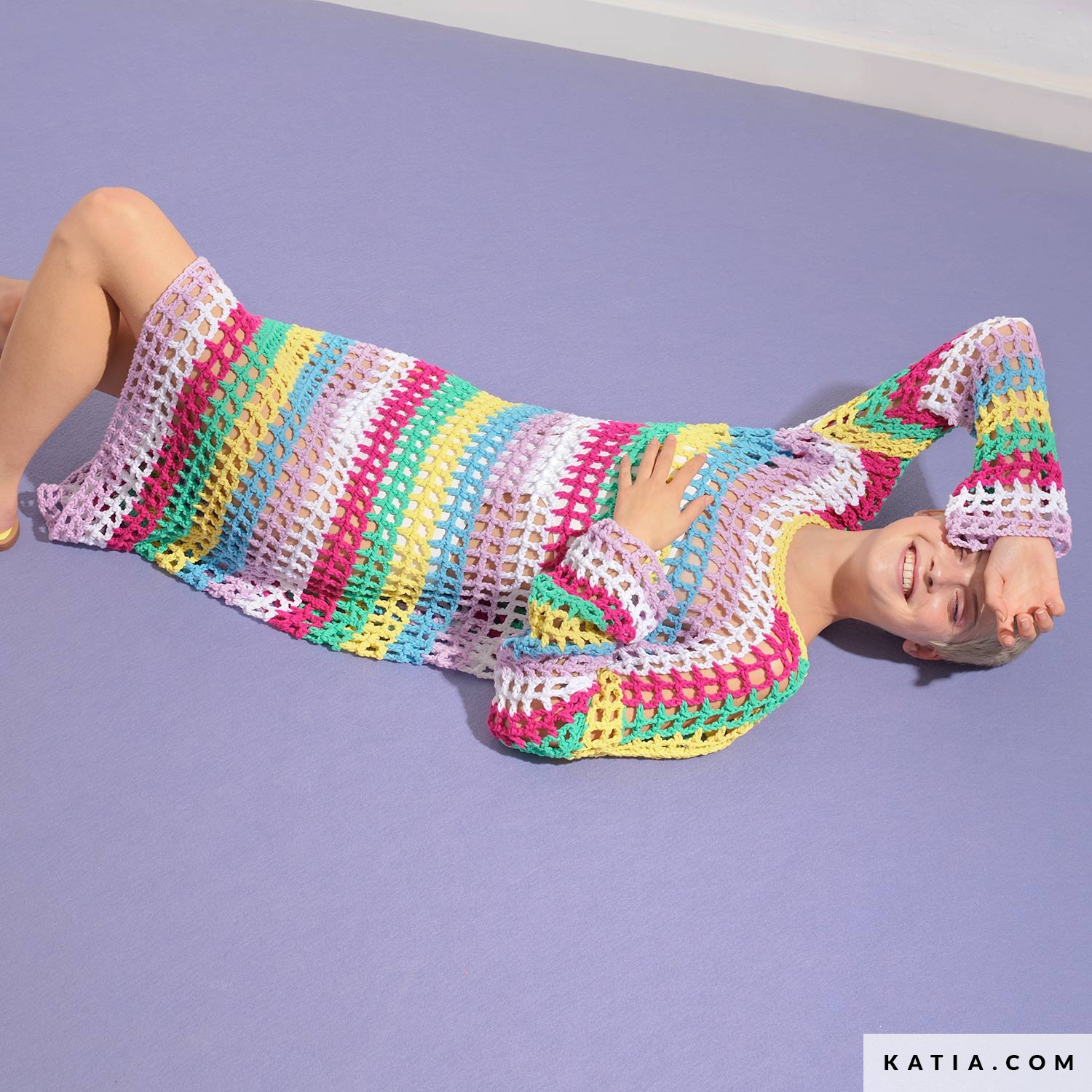 Noah striped print crochet mesh dress WOW! Kit kit