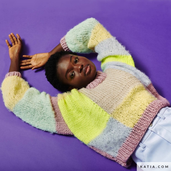 WOW! Kit Short sweater with Billie color blocks - kit | Katia.com