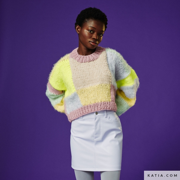 WOW! Kit Short sweater with Billie color blocks - kit | Katia.com
