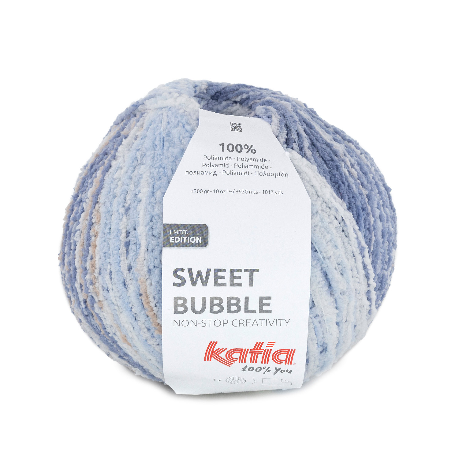 Pelote De Laine Fantaisie Bleue Mirella - 820 Grammes, Aiguilles 5, Crochet 3.5, D'Italie