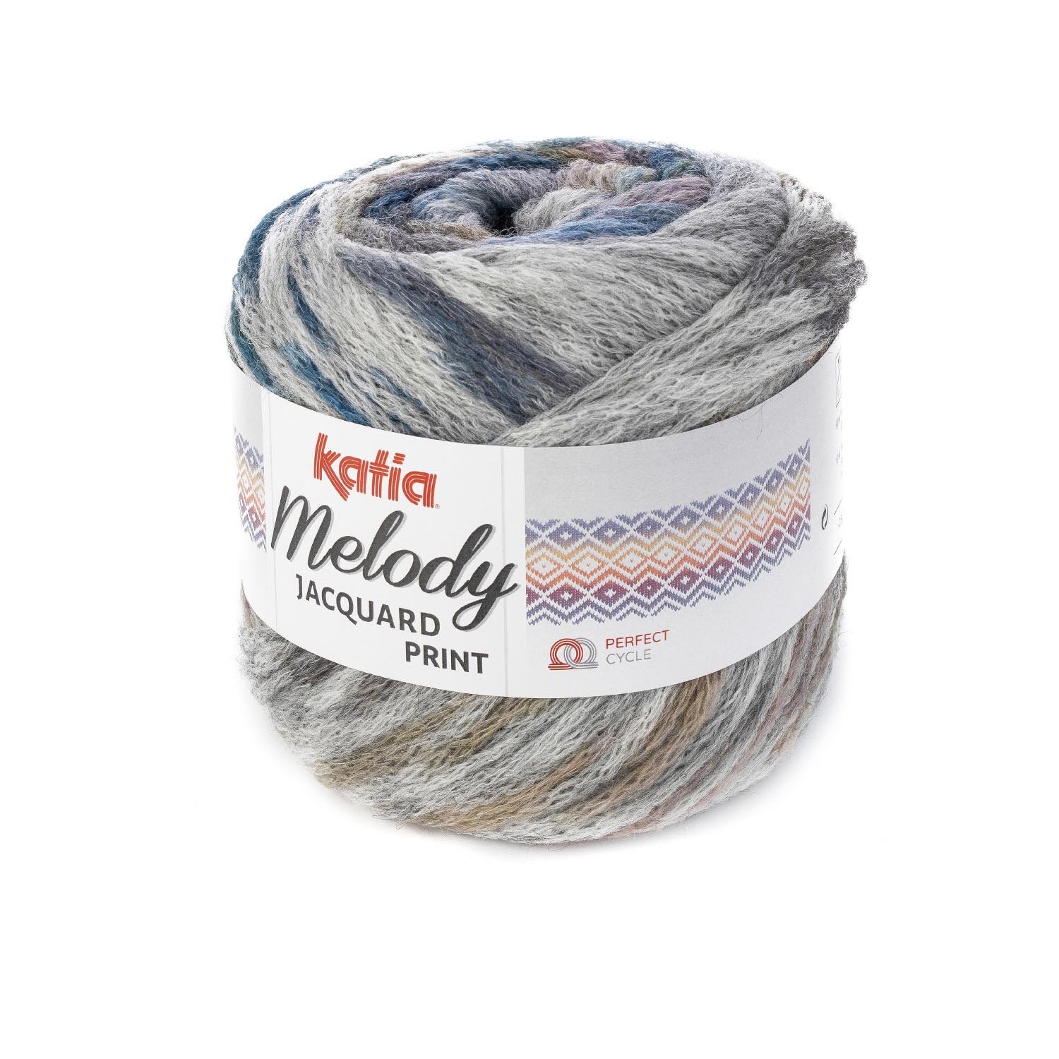Katia Melody Jacquard 254 Ovillo de lana merino 100 g, con borde de jacquard