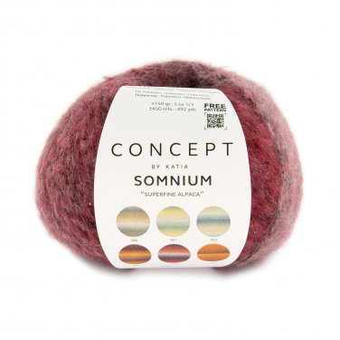 garn wolle somnium stricken alpaka baumwolle polyamid polyester grau rot herbst winter katia 304 p