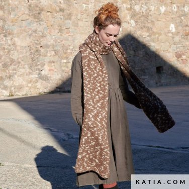 patroon breien haken dames sjaal herfst winter katia 5017 1 p