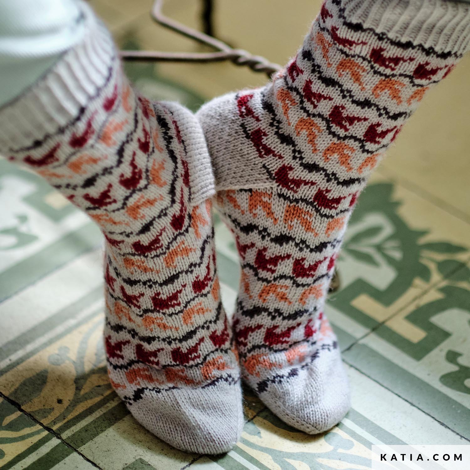Calcetines De Lana Con Patrón De Zigzag Cálidos Con Lana De Alpaca, 2