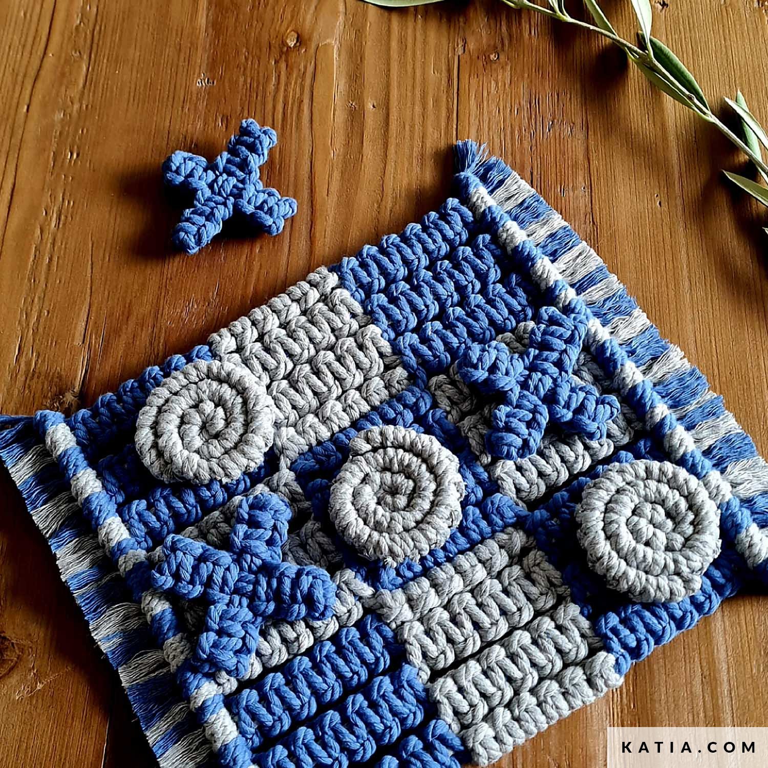 handmade＊knit motif mat pattern-knit-crochet-home-