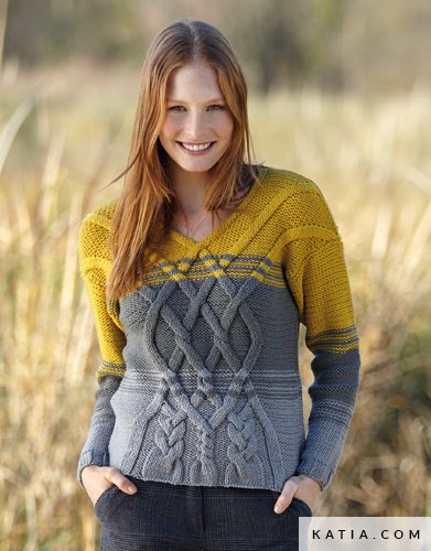 pattern knit crochet woman sweater autumn winter katia 5988 23 g
