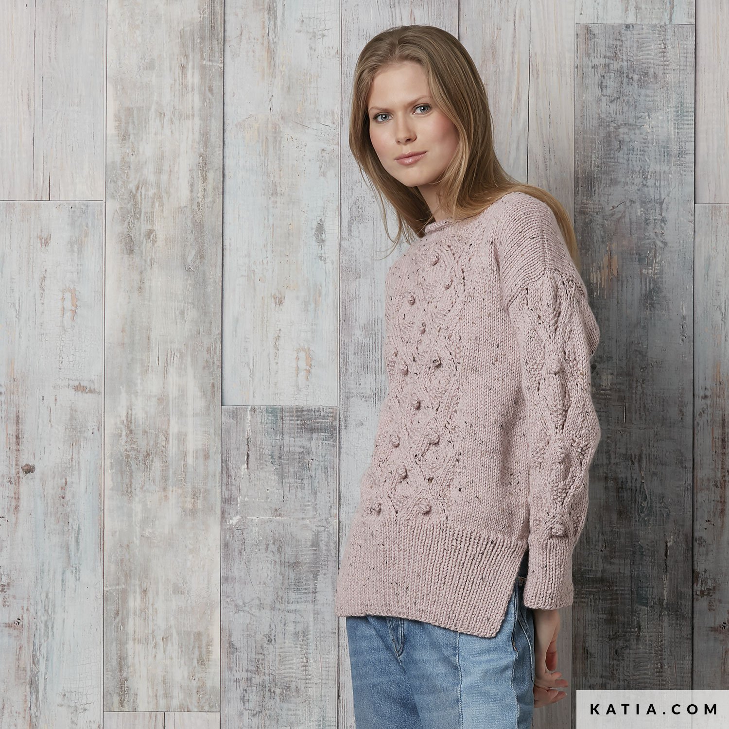 Modèle à tricoter gratuit Pull Femme Laine Katia Merino tweed