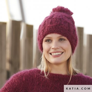 pattern knit crochet woman cap autumn winter katia 6100 47a p