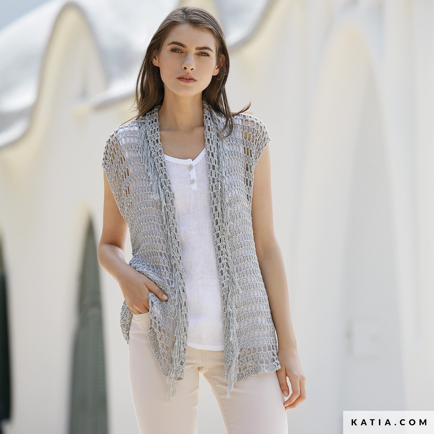 gilet femme gris argent