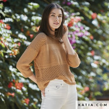 pattern knit crochet woman sweater spring summer katia 6123 21 p