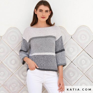 pattern knit crochet woman sweater spring summer katia 6123 33 p
