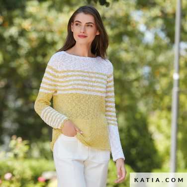 pattern knit crochet woman sweater spring summer katia 6123 9 p