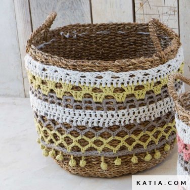 patroon breien haken woning personaliseren van een mand lente zomer katia 6124 7 p