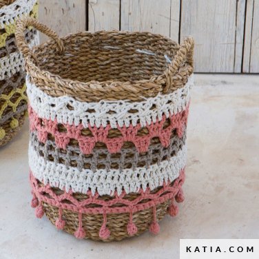 patroon breien haken woning personaliseren van een mand lente zomer katia 6124 8 p
