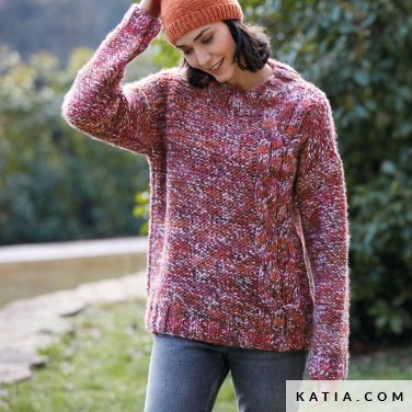 pattern knit crochet woman sweater autumn winter katia 6139 1 p